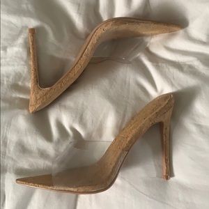 Fashion Nova cork and clear heels